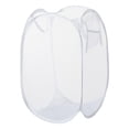 thumbnail image 1 of Cesto plegable de malla para la colada con apertura amplia y bolsillo lateral, diseño que ahorra espacio para guardar ropa. (Blanco), 1 of 5