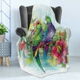 thumbnail image 4 of Parrot Soft Flannel Fleece Blanket, Faded Flowers and Love Parrots Botanical Flora with Romantic Orchids Wings Boho Art, Cozy Plush for Indoor and Outdoor Use, 50" x 60", Multicolor, by Ambesonne, 4 of 5