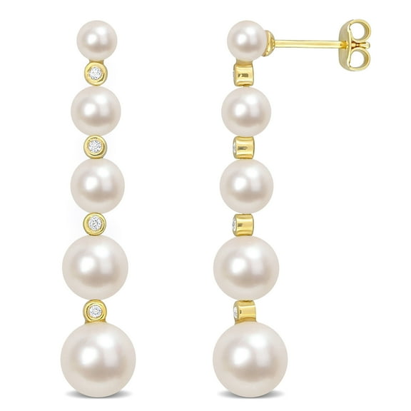 Everly Women's Cultured Pearl and Topaz Yellow Gold Plated Earrings