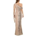 thumbnail image 3 of SWSMCLT Women's Sequin Maxi Dress Elegant Formal Evening Gown Wedding Party Sparkle Glitter Shiny Floor Length Asymmetrical Dress One Shoulder Cape Sleeve Thigh High Slit Golden Champagne 10, 3 of 3