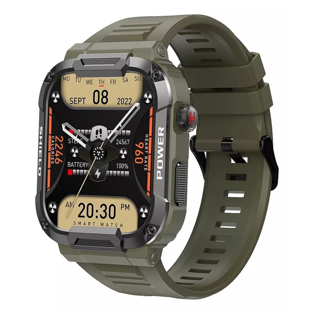 Reloj Inteligente Smartwatch Mk66 Rough Fralugio Bp Hr Spo2 Verde Fralugio Sport