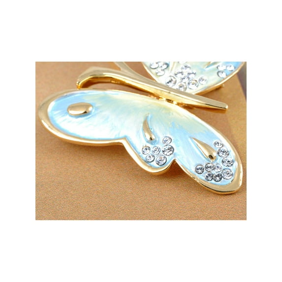 Crystal Elements Pearlescent Asymmetrical Flutter Butterfly Pin Brooch