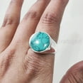 thumbnail image 6 of Natural Turquoise Ring, Silver Jewelry, 925 Silver Ring, Father's Day, Plain Tibetan Turquoise Ring, December Birthstone, Heavy Mens Ring, Spiritual Healing Gemstone, Christmas, Mens Signet Ring, 6 of 8