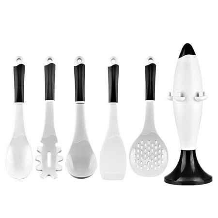 

Famure Silicone Cooking Utensils 6PCS Non-Stick Kitchen Utensil Set Heat Resistant Cookware With Rocket Shaped Storage Rack Easy to Clean elegance