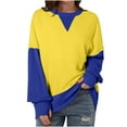 thumbnail image 4 of GigrtiJin Womens Color Block Sweatshirt with Thumb Hole Fall Long Sleeve Crew Neck Oversized Pullover Tops, 4 of 8