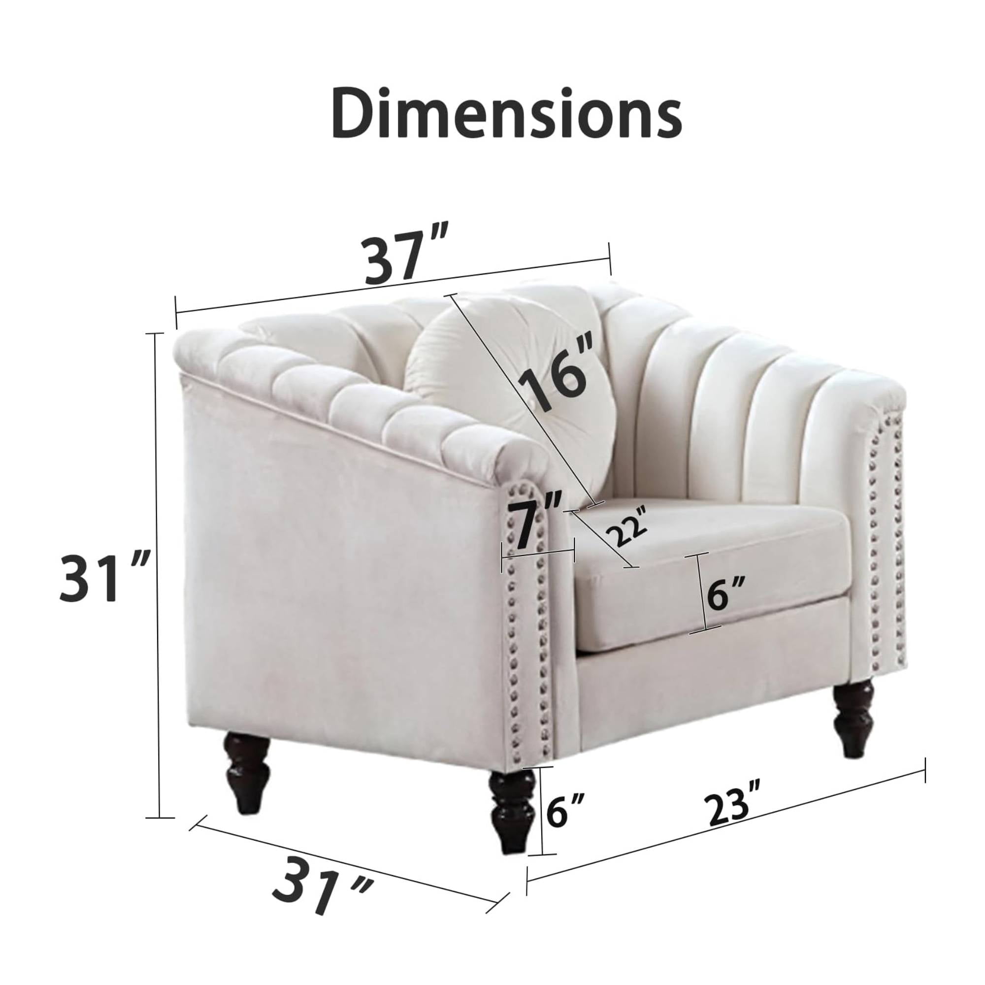 Modern&nbsp;Sofa Chair Living Room Chair Microfiber Sofa Couch Seat for Living Room, Bedroom, Small Space, White