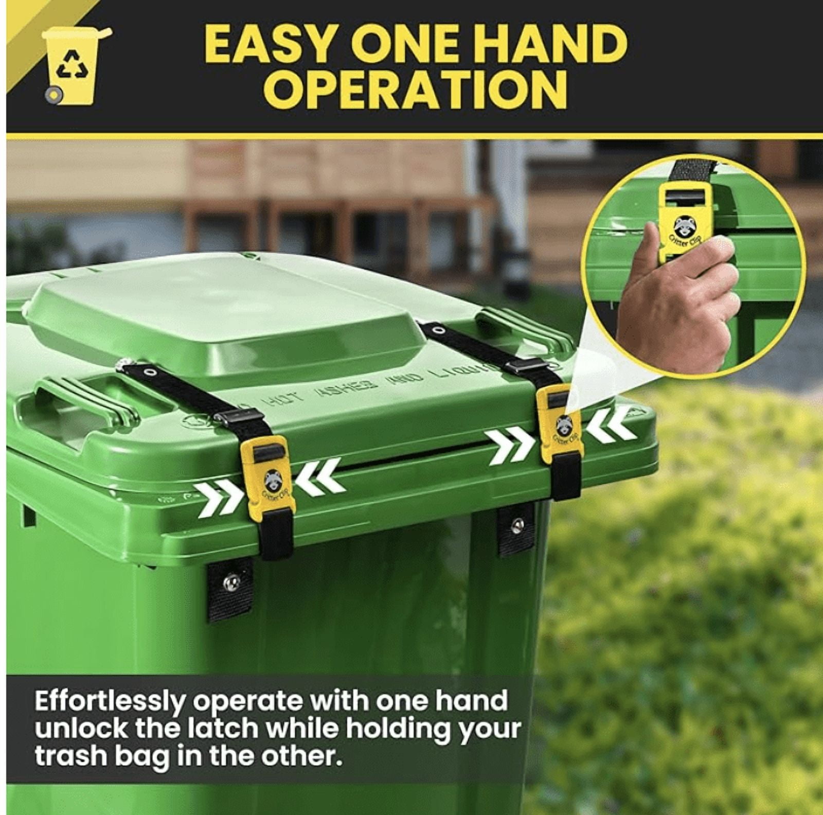 Trash Can Lid Lock-Garbage Can Lock, Garbage Lid Strap, Trash Bin Locks for Animals, Keep Raccoon Out of Trash, Bear Proof Trash Can, Garbage Lid Strap for Outside Easy Installation-2Pcs