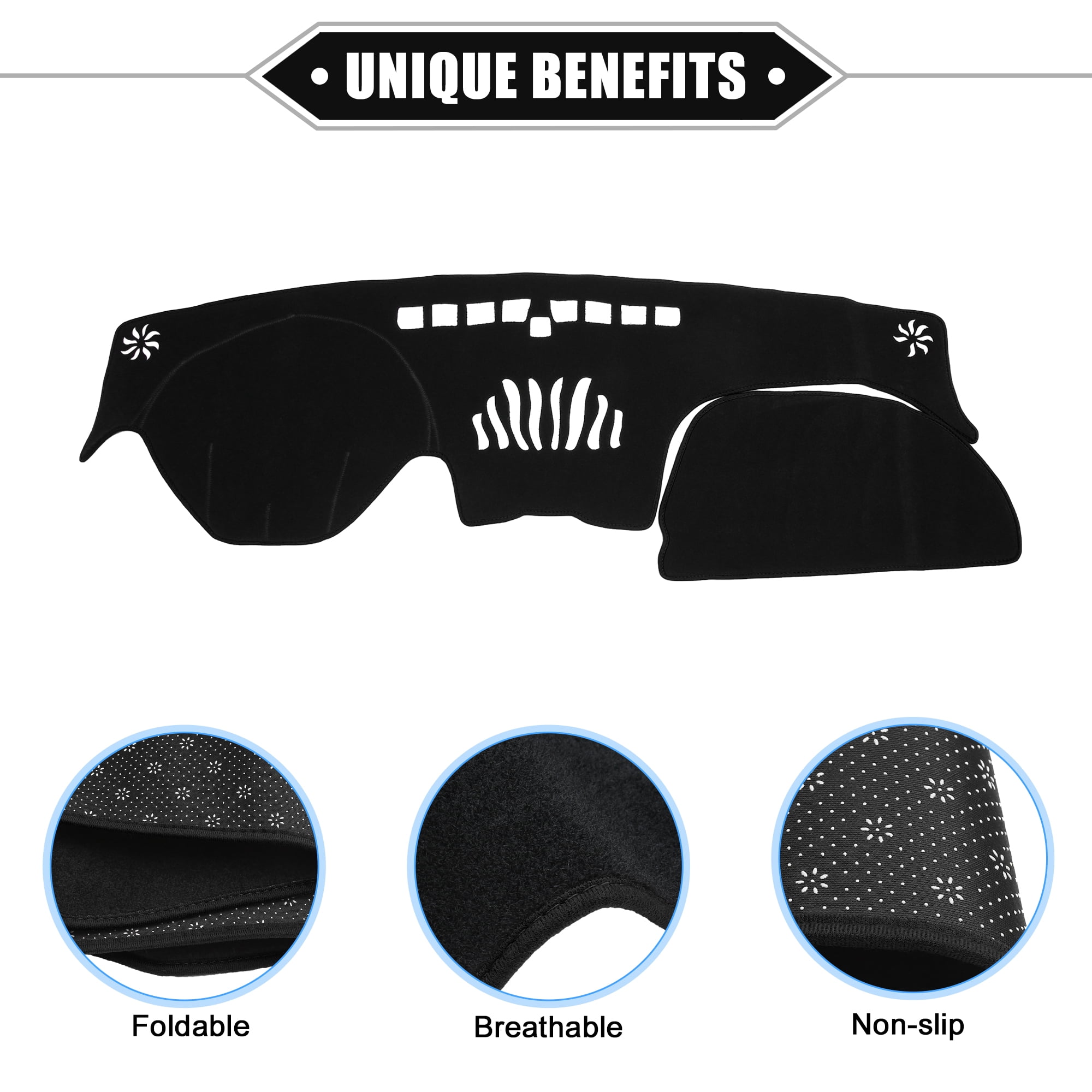 Unique Bargains Dashboard Cover for Hyundai Santa Fe 2019-2020 Polyester Mat Black