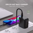 thumbnail image 3 of Esoulk 20W USB-C PD (Power Delivery), Ultra Fast Charging Wall Charger for Motorola Edge 2024 - Black, 3 of 9