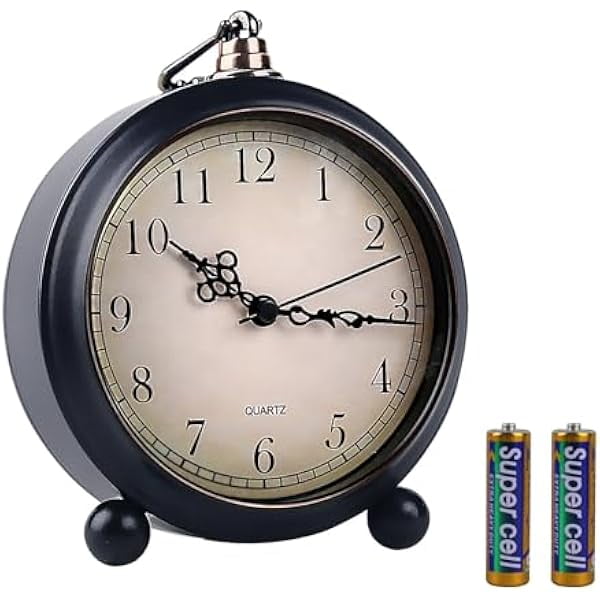 wonima02 Retro Alarm Clock for Heavy Sleepers 3D Dial Battery Operated (Battery Include), 4" Super Silent Analog Alarm Clock for Kids with Night Light PT260 Silver OrangePT508-1 Arabic Numbers