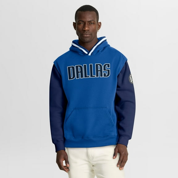Men's Fanatics Blue/Navy Dallas Mavericks Half Court Shot Clock Fastbreak Hoodie