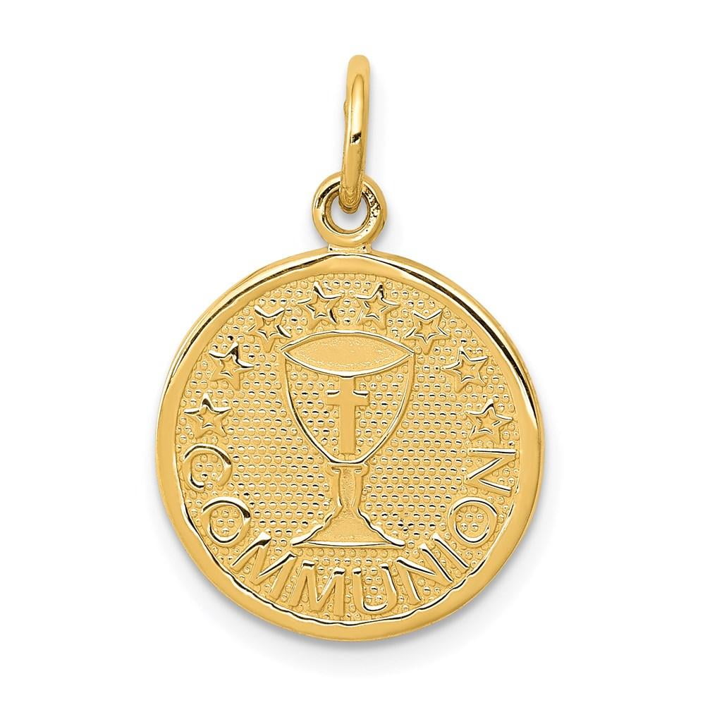 14k Yellow Gold Die Struck Initial A Charm Pendant