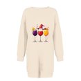 thumbnail image 4 of Pisexur Robes de Noël pour Femmes, Robe Chandail en Molleton à Col Rond Imprimé Verres de Vin Tendance, Robe de Fête Décontractée à Manches Longues, Robe de Vacances de Noël Mini Robe, 4 of 4