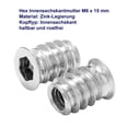 thumbnail image 3 of 100PCS Inserto roscado de madera Tuerca hexagonal M6 x 15 mm Inserto de tornillo de aleación de zinc Tornillo de cabeza hueca roscada M6 Inserto de madera para muebles Sillas Camas de madera, 3 of 5