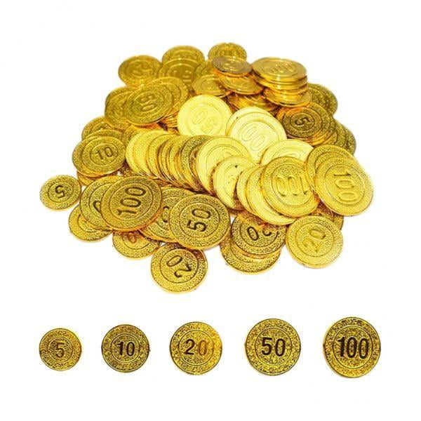2x 100 Pedaozs Juguete de Monedas de de Plástico Chips de Accesorios de Disfraces Cosplay para de Halloween Hugo Fichas de póquer juego de casino