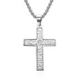 thumbnail image 4 of Wollet Hammer Stainless Steel Cross Pendant(1.49*1'') Necklace 23 '' for Men Women Couple, Original Vintage Bark Grain, 4 of 7