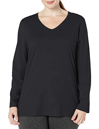 Just My Size Womens Plus Size Vneck Long Sleeve Tee 