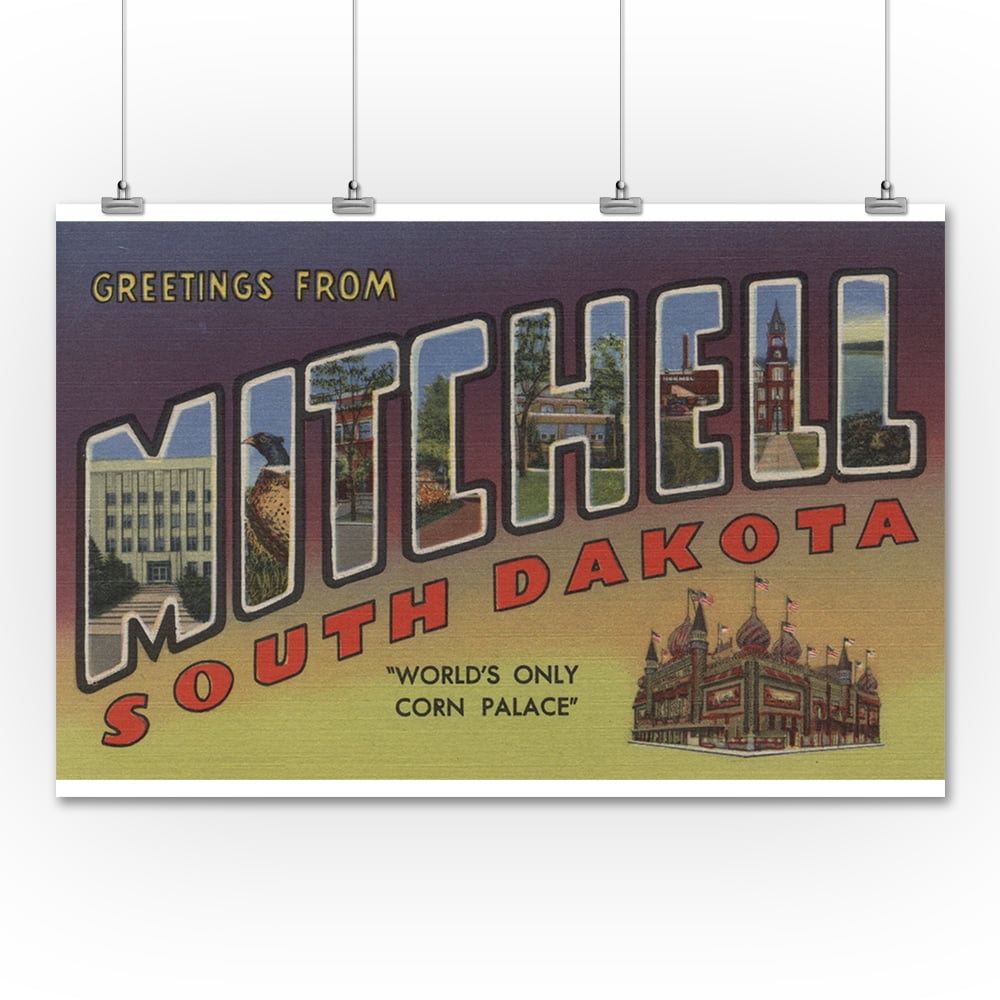 Mitchell, South Dakota Large Letter Scenes (36x54 Giclee Gallery