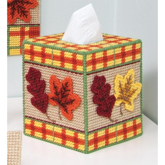 Mary Maxim Fall Welcome Tissue Box Cover Plastic Canvas Kit