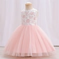 thumbnail image 3 of Aayomet Girl Dress Kids Ruffles Lace Party Wedding Dresses Girl,Pink 1-2 Years, 3 of 5