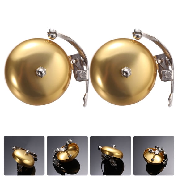 OATIPHO 2Pcs Aluminum Alloy Bike Bells Golden Cycling Bell for Mountain Bikes Safety Alarm