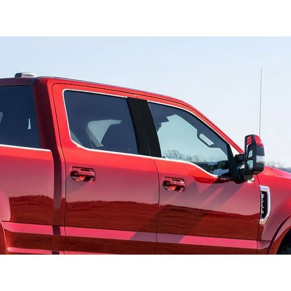 Rvinyl Pillar Post Window Trim Compatible with Ford F-250 2017-2024 (Super Cab / SuperCrew) - Carbon