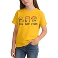 thumbnail image 4 of NAISIBABY Girls Short Sleeve T-Shirt, Round Neck Graphic Summer Cotton Kids Casual Fashion Tee Yellow 12T, 4 of 5