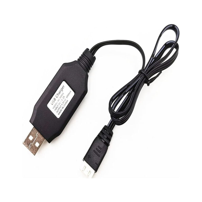 7.4 V 1A USB Charging Cable Lipo Battery Charging Adapter for WPL RC Vehicles, Size: as described, Black