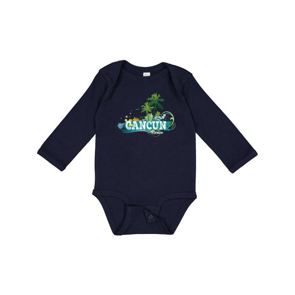 Inktastic Cancun Mexico Tropical Vacation Beach Boys or Girls Long Sleeve Baby Bodysuit