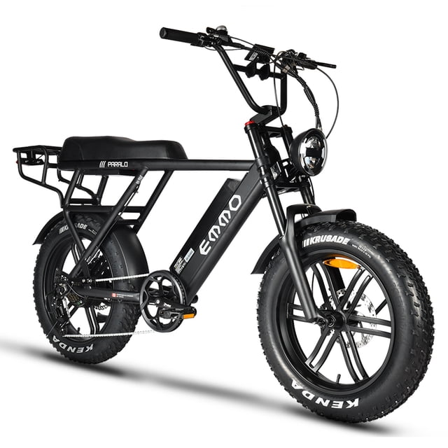 EMMO Paralo Pro Moped Style EBike for two - Electric Scooter Bicycle 750W - Black - Long Range 48V Removable Battery LED Turn Signals