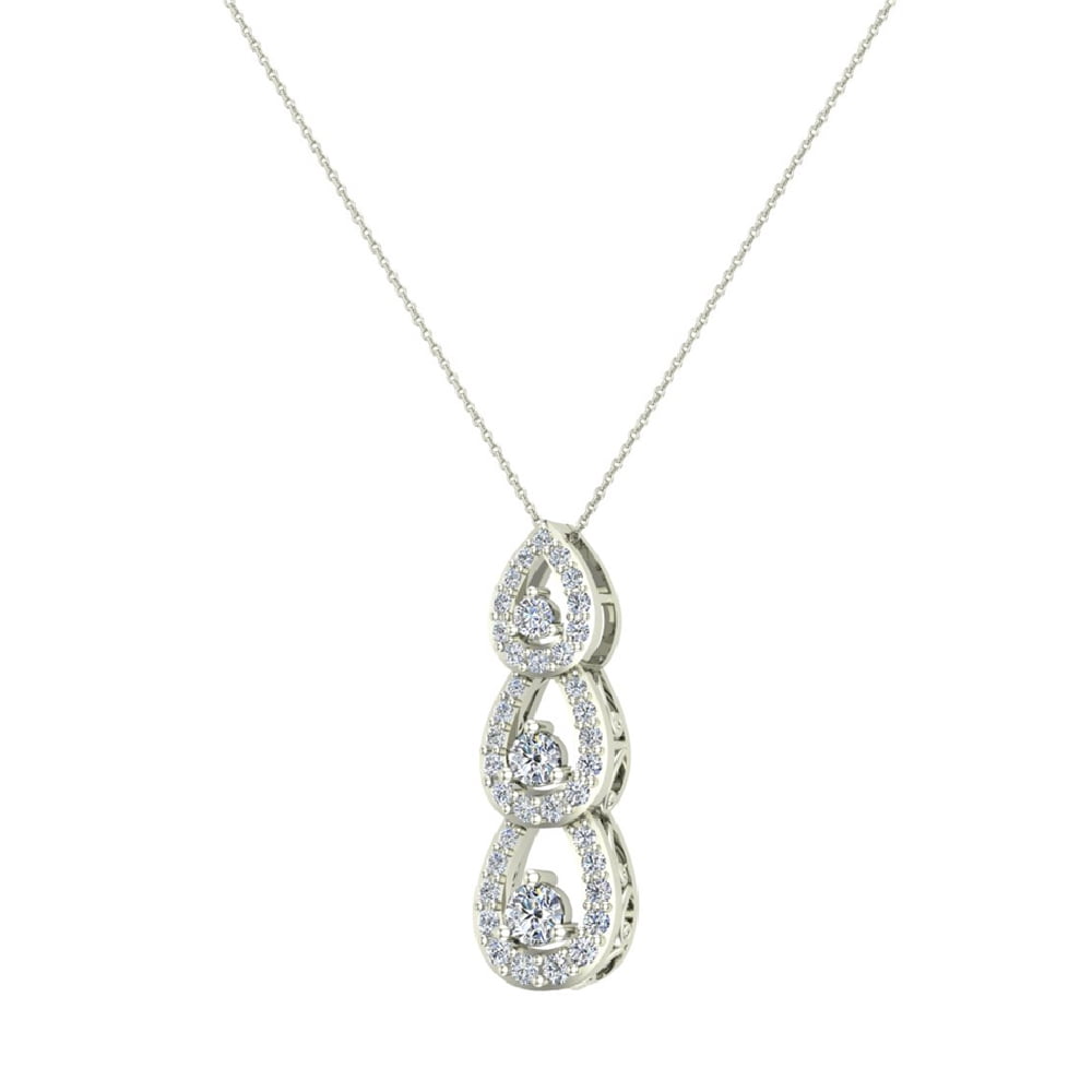 Teardrop Diamond Pendant Necklace For Women 14K White Gold  Cascade/Waterfall Style 1 Carat TW (L,I2 ) - Walmart.com