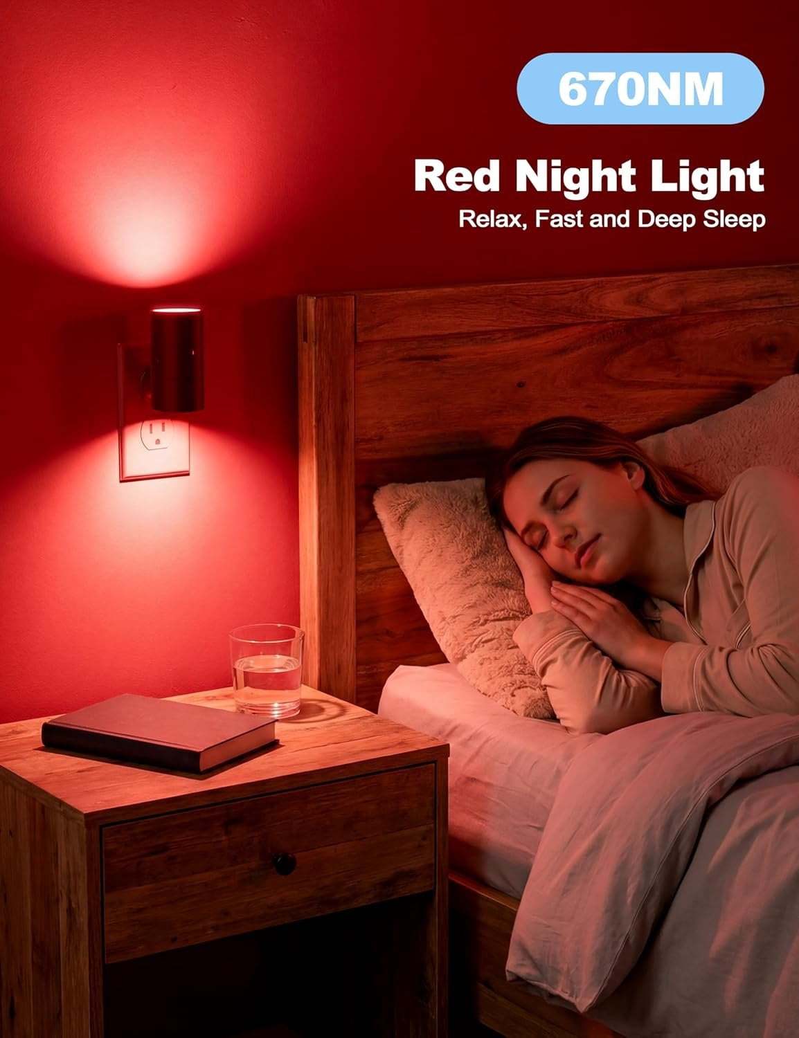 Red Night Light Plug into Wall, LED Night Lights with Light Sensor, Sleep Aid Red, Dimmable Night Light for Christmas, Holiday Decor, Hallway, Bedroom, 2 Pack