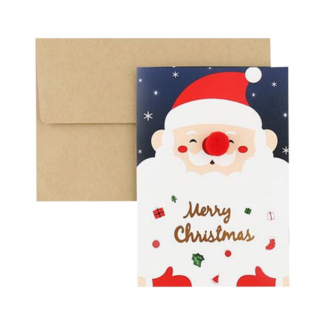 LSLJS Vintage Kraft Paper Christmas Greeting Card Blessing Gift Card with Envelope, Mini Envelope