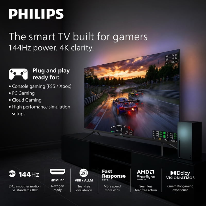 Philips 55" Class 144Hz QLED+ 4K UltraHD (2160p) Google + Gaming Smart TV (55PUG7675/F7) accessories and compatibility