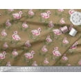 thumbnail image 3 of Soimoi Brown Modal Satin Fabric Grass & Flamingo Bird Fabric Prints By Yard 42 Inch Wide, 3 of 3
