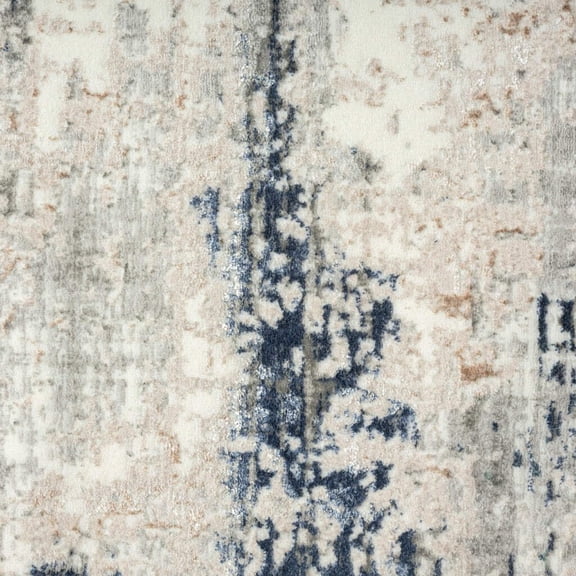 5' X 7' Beige Cream Blue And Gray Abstract Stain Resistant Area Rug