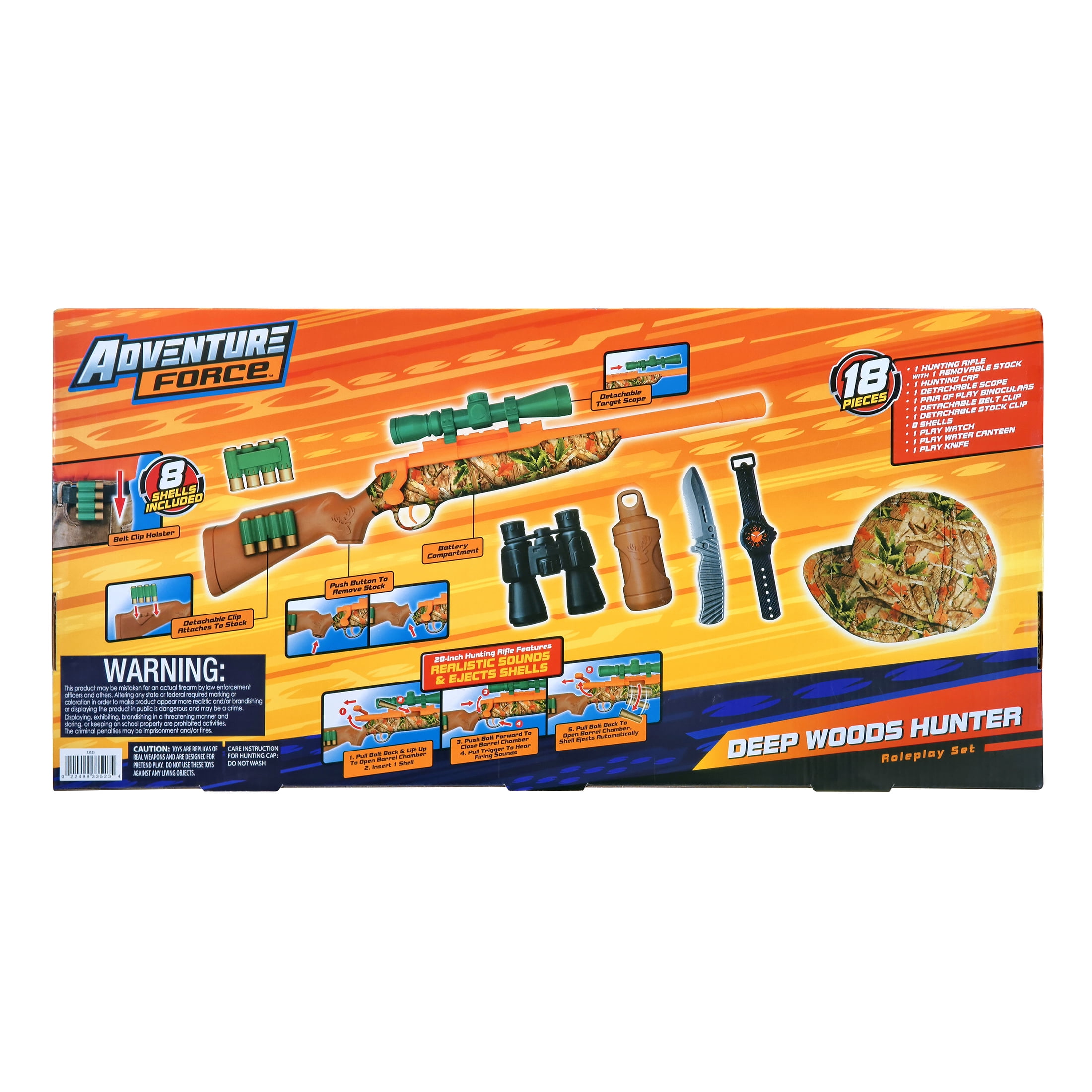 Adventure Force Deep Woods Hunter, Hunting Rifle 18 Piece Set, Fun for Outdoor & Indoor Blaster, 5+.