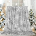 thumbnail image 2 of Christmas Fuzzy Blanket 60 x 50 Inch Grey White Snowflake Throw Blanket for Winter Holiday Home Chair Sofa Couch Bed, 2 of 6