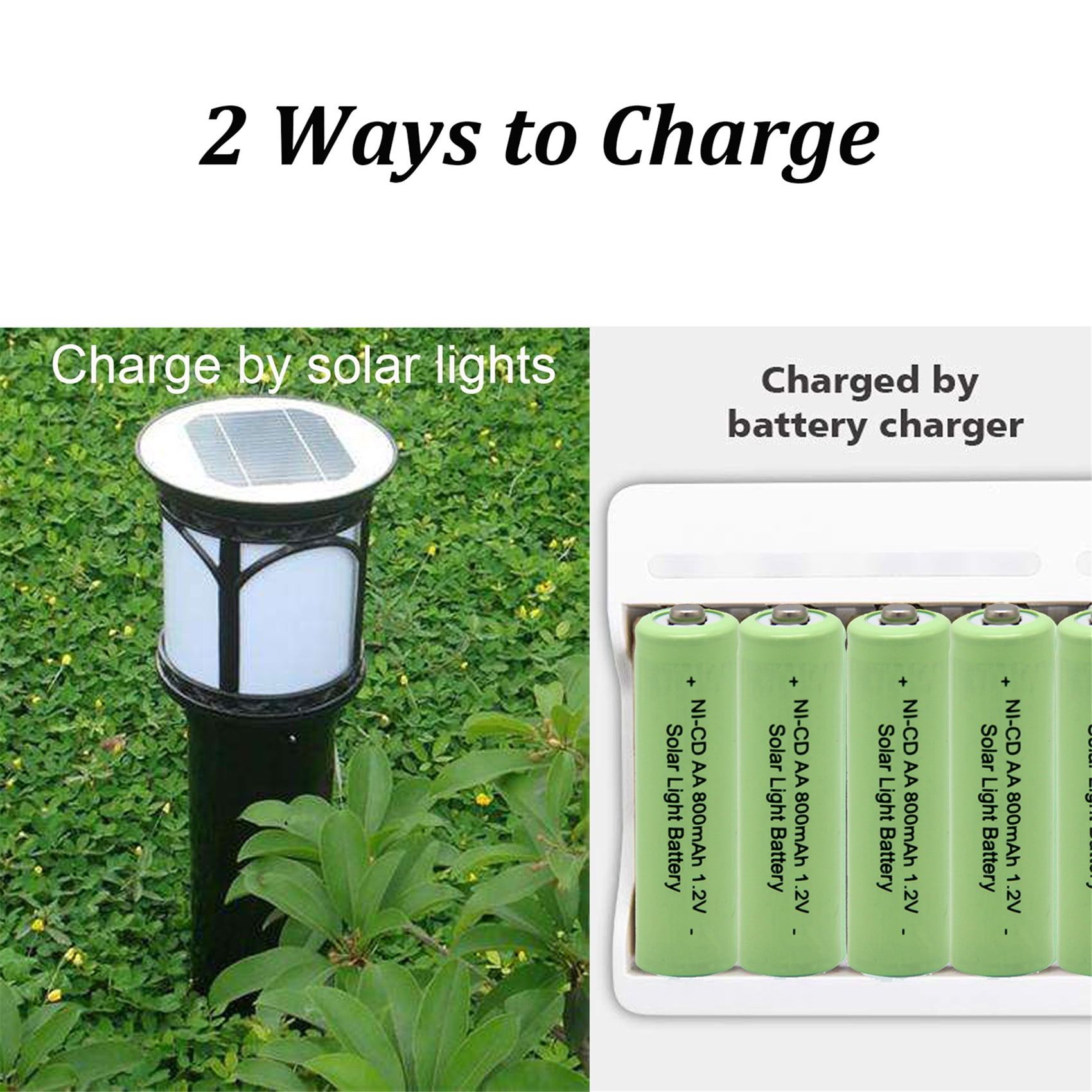 BAOBIAN aa Size 1.2V Ni-Cd 800mAh Double a Rechargeable Batteries Outdoors Solar Lights (24 Pack)