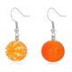 thumbnail image 1 of Resin Orange Earrings Peeled Orange Fruit Earrings Asymmetrical Ear Jewelry, 1 of 5