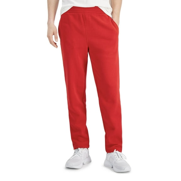 ID Ideology Men's Elastic Waist Pockets Solid Fleece Pants Licorice Red Size XL