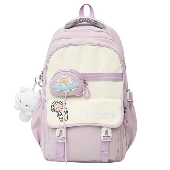 18 In Large Capacity Backpack Display Bag Purple Waterproof Laptop Casual Daypack with Handle for Travel