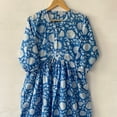 thumbnail image 2 of Blue Kitty Printed Dress Handblock Print Dress, Block Print Dress, Cotton Dress, Handmade Dresses, Pure cotton Dresses, 2 of 5