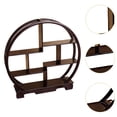 thumbnail image 6 of FashionCha Wooden Display Shelf Cabinets Rack Round Sturdy Chinese Display Stand for Office brown, 6 of 9