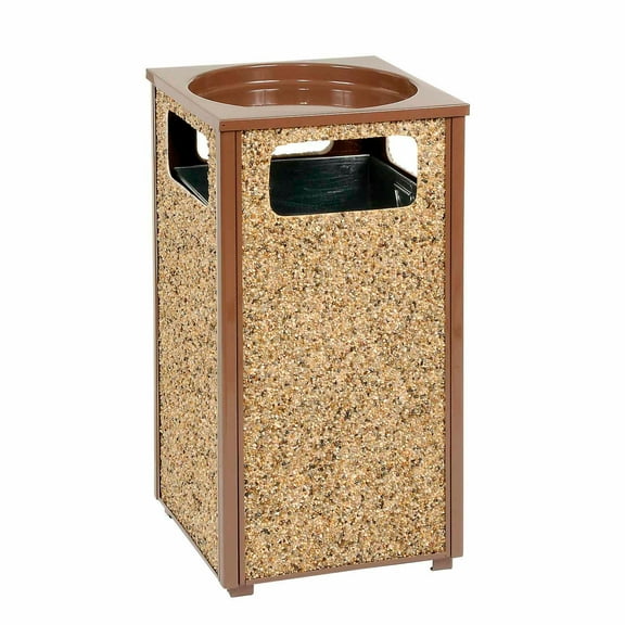 Global Industrial Stone Panel Trash Sand Urn Brown 24 Gallon 17-1/2"" Square x 3