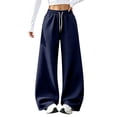thumbnail image 2 of WULMLEO Wide Leg Sweatpants Women Baggy Elastic High Waisted Lounge Pants 2026 0versized Soft Relaxed Fit Workout Trousers with Pockets Navy XL, 2 of 9
