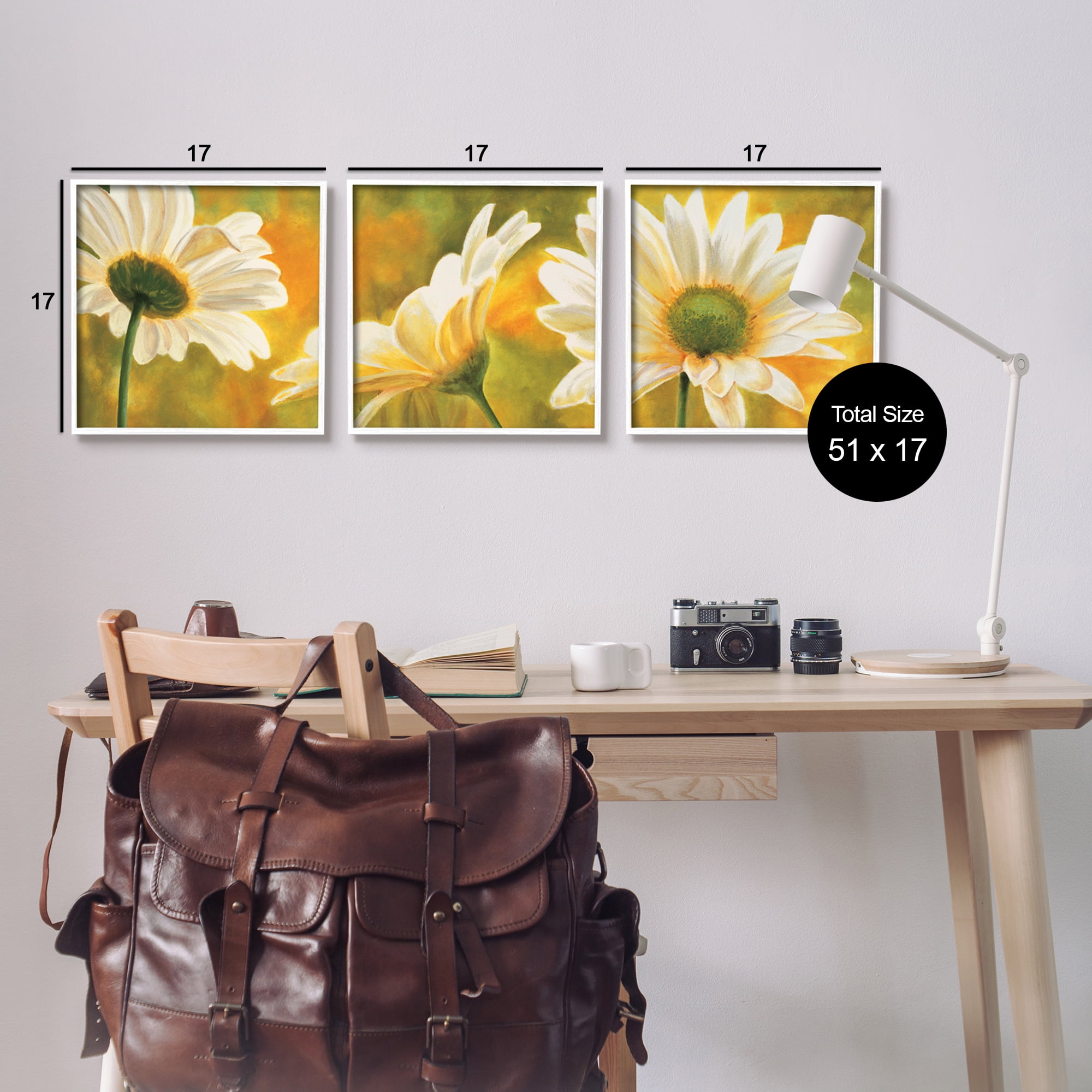 Stupell Blooming Wild Daisies Field Botanical & Floral Painting White Framed Art Print Wall Art, Set of 3