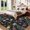black, variant on Danolapsi Area Rugs,Flower Print Dining Room Rugs, Non-Shedding Modern Accent Carpet, Foldable Low Pile Indoor Floor Mat, Easy Cleaning, for Living Room, Bedroom, Office