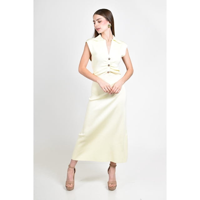 Vestido midi con detalle drapeado Roman Fashion /Juvenil, 03251 (Amarillo) amarillo G