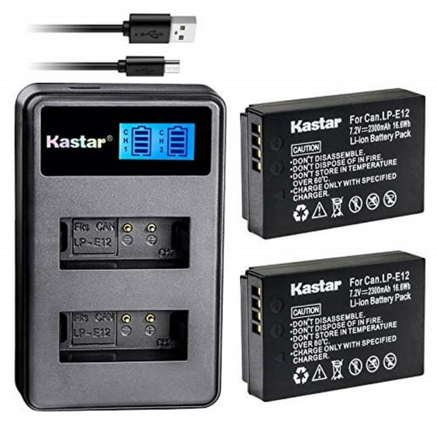 Kastar Battery X2 & LCD Dual Slim Charger for Canon LP-E12 LPE12